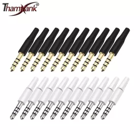 10Pcs White And Black 3.5Mm Stereo Headset Plug 3/4 Poles 3.5 Audio Plug Jack Adapter Connector For