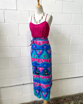 90s Abstract Print Wrap Skirt, Waist 30"