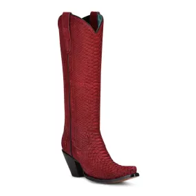 A4194 - Corral red western cowgirl python tall boots for women