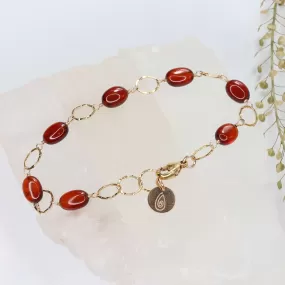 Amber Fire - Hessonite Garnet Gold Bracelet