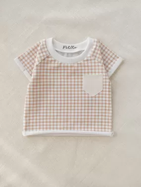 Baby t-shirt / tiny checkers - cookie