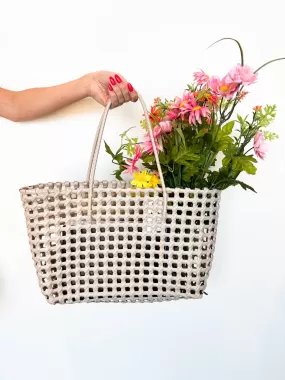 Bamboo Woven Tote- Sand