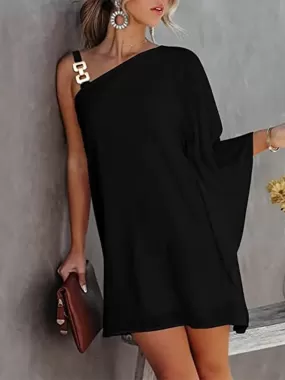 Batwing Sleeve Cold Shoulder Solid Evening Party Dress