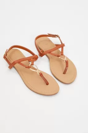 Beige Metal Trim Sandals