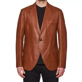 BERLUTI Paris Brown Lambskin Leather 1 Button Unlined Jacket EU 50 NEW US 40