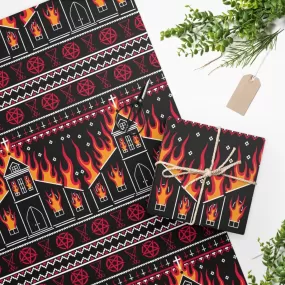 Black Metal Church Fire Gift Wrapping Paper