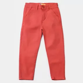 Boys Cotton Pant Solid-Mecca Orange