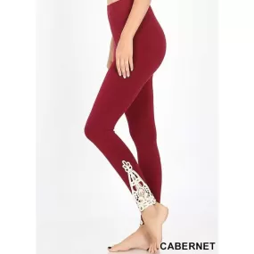 Cabernet Crochet Trim Leggings