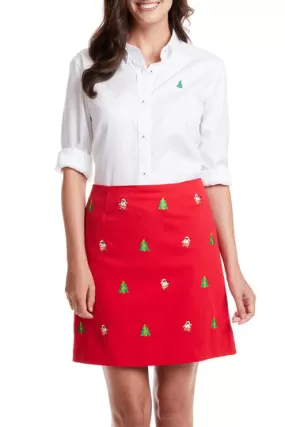 Castaway Ladies Shirt Oxford White w/ Single Christmas Tree