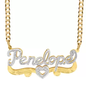 Double Name Plate with Tail and Heart With Penelope