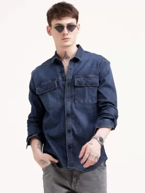 Dusky indigo blue denim shirt