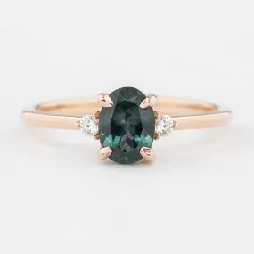 Emilie Ring - 1.01ct Peacock Green Montana Sapphire, 14k rose gold (One of a kind)