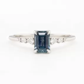 Estel Luxe Ring 0.84ct Blue Emerald Montana Sapphire, 14K White Gold (One of a kind)