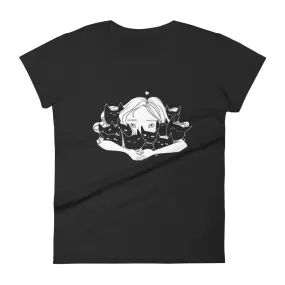 Girl Hugging Cats, Ladies T-Shirt