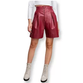 Leather me up burgundy shorts