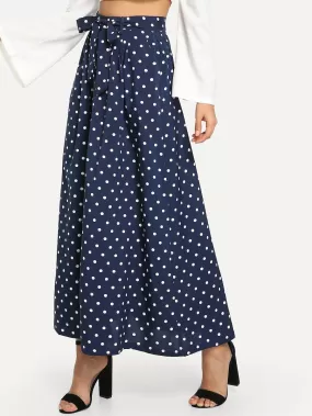 Polka Dot Belted Skirt