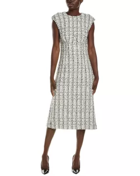 St. John Plaid Tweed A-Line Dress