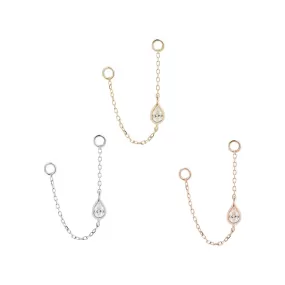 Teardrop CZ Chain - Solid 14kt Gold