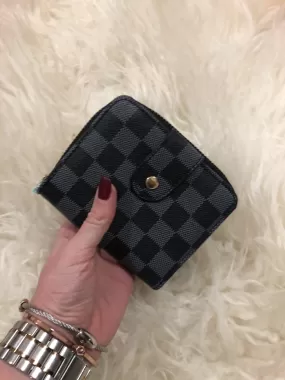 Whitney Checkered Small Wallet-Black